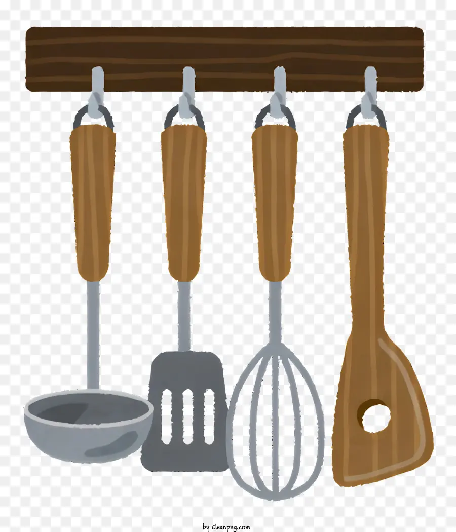 Rack D'ustensile De Cuisine，Cuillères En Bois PNG