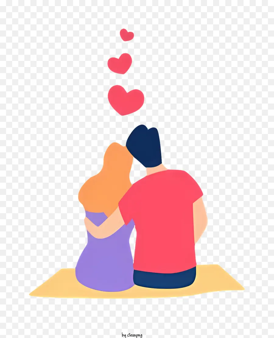 Amoureux，Couple Avec Des Coeurs PNG