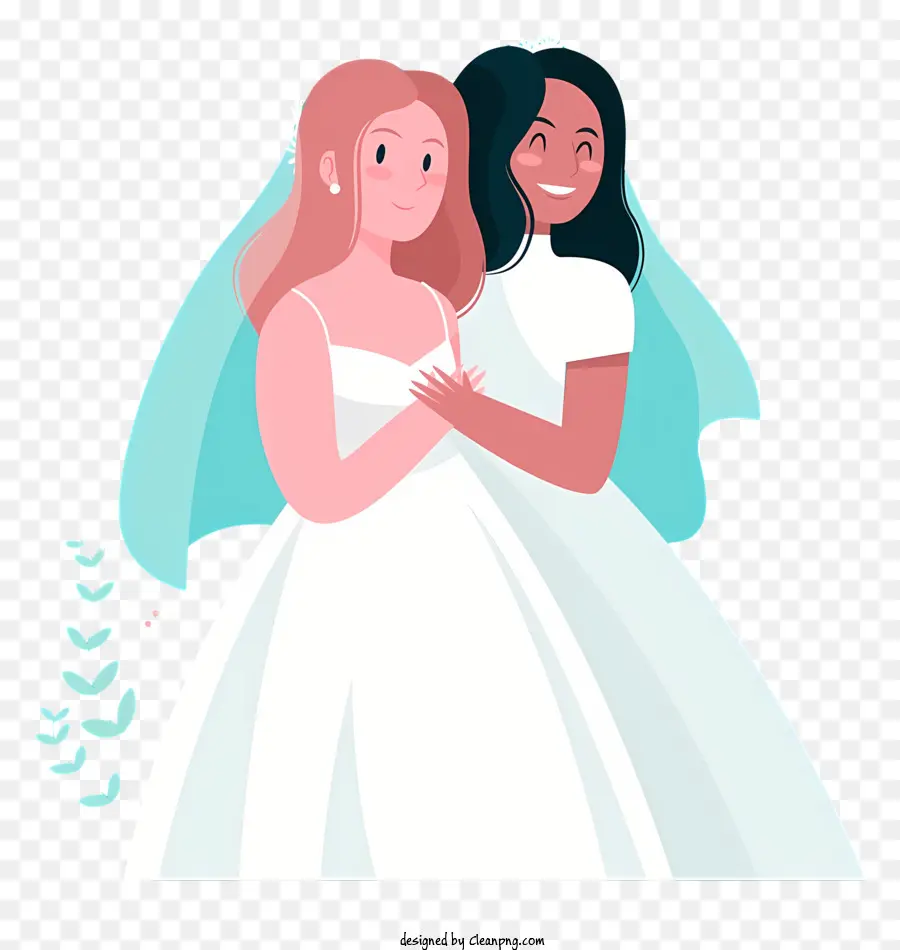 Cartoon Bride And Bridesmaids，Mariage De Samesex PNG