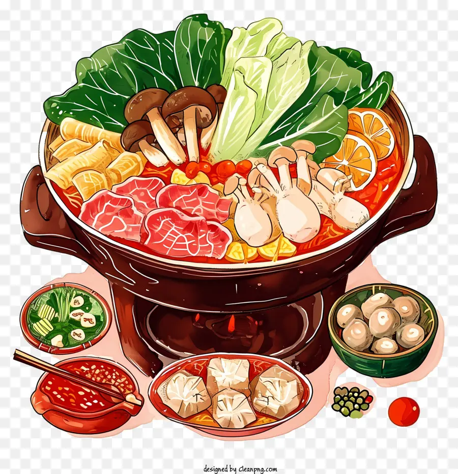 Aquarelle Chinois Hot Pot，Nourriture Chinoise PNG