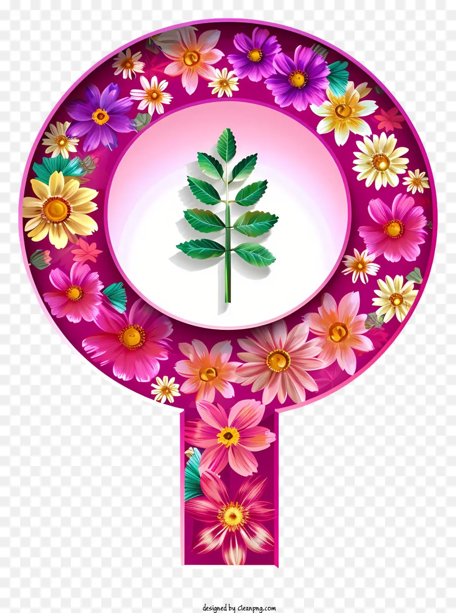 Symbole De Genre Féminin Plat Et Fleurs，Design Floral PNG