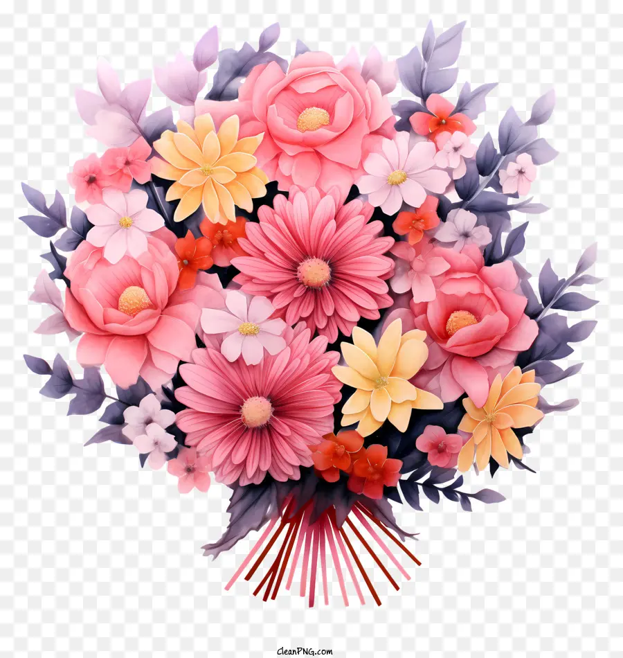 Composition Florale Pastel，Bouquet De Fleurs PNG