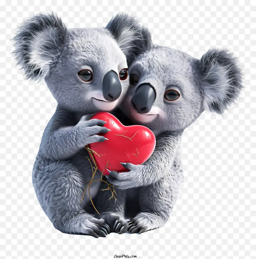 Amoureux Des Koalas，Koalas Avec Coeur PNG