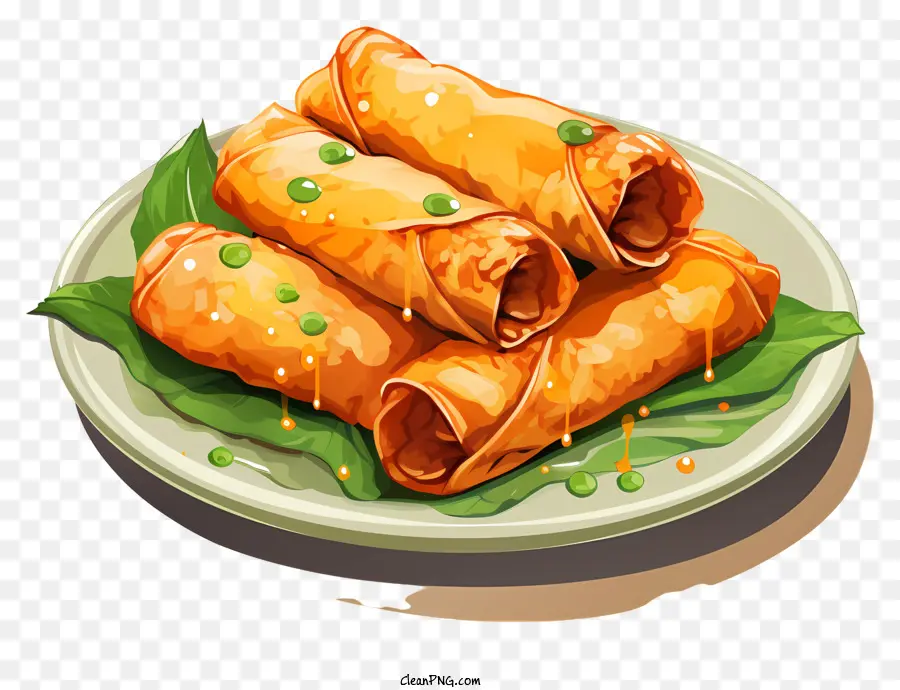 Rolls De Printemps De Style De Croquis，Rouleaux De Printemps Frits PNG