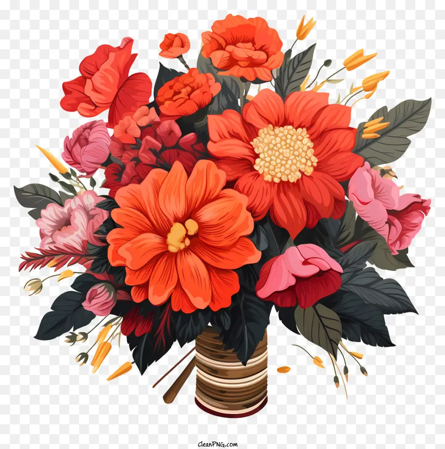 Arrangement Floral Dessiné à La Main，Bouquet De Fleurs PNG