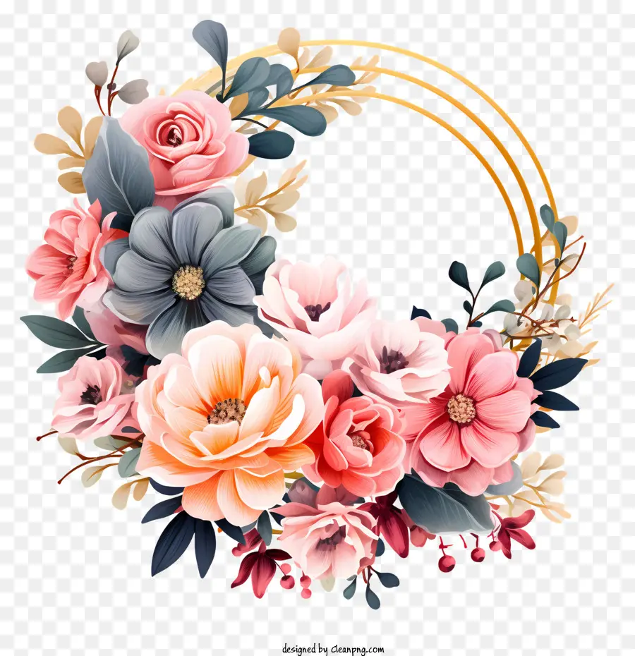 Cadre De Fleurs De Mariage Pastel，Fleurs Roses PNG