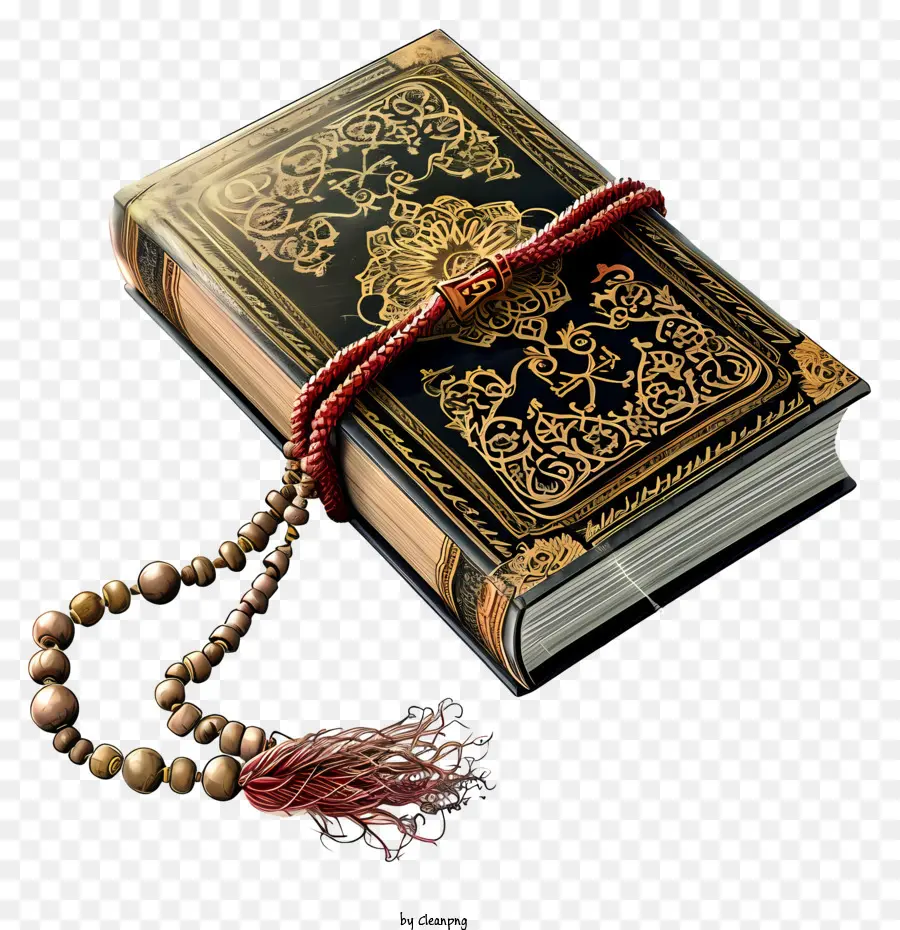 Coran Book And Pray Beads，Livre De Cuir PNG