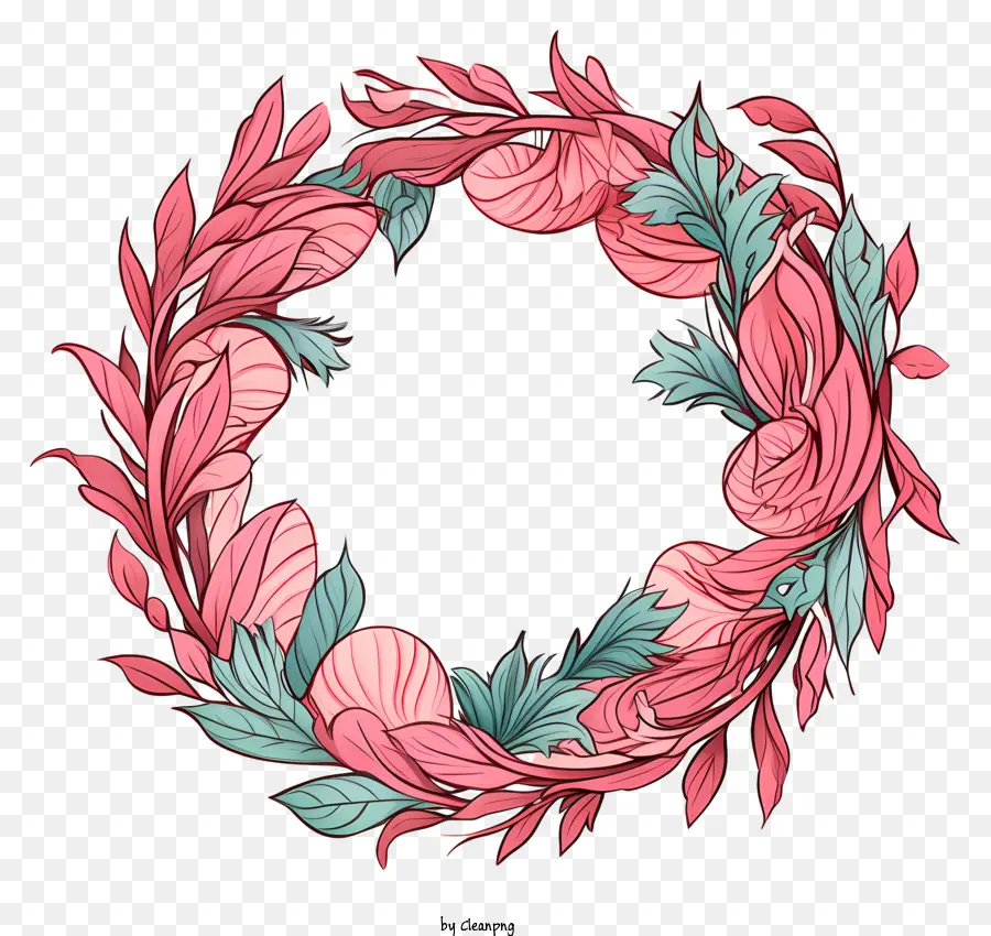 Cadre Rond Doodle，Couronne Florale PNG