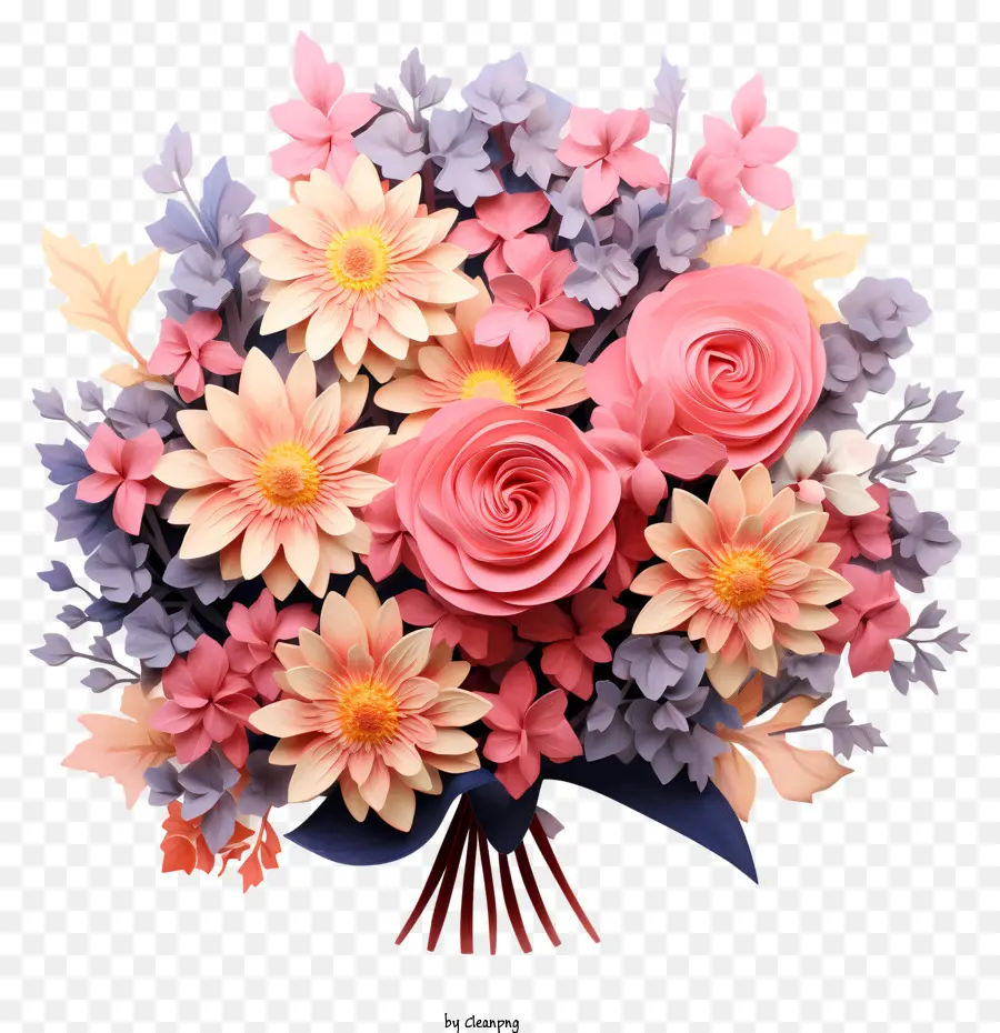 Arrangement Des Fleurs Pastel，Bouquet De Fleurs En Papier PNG