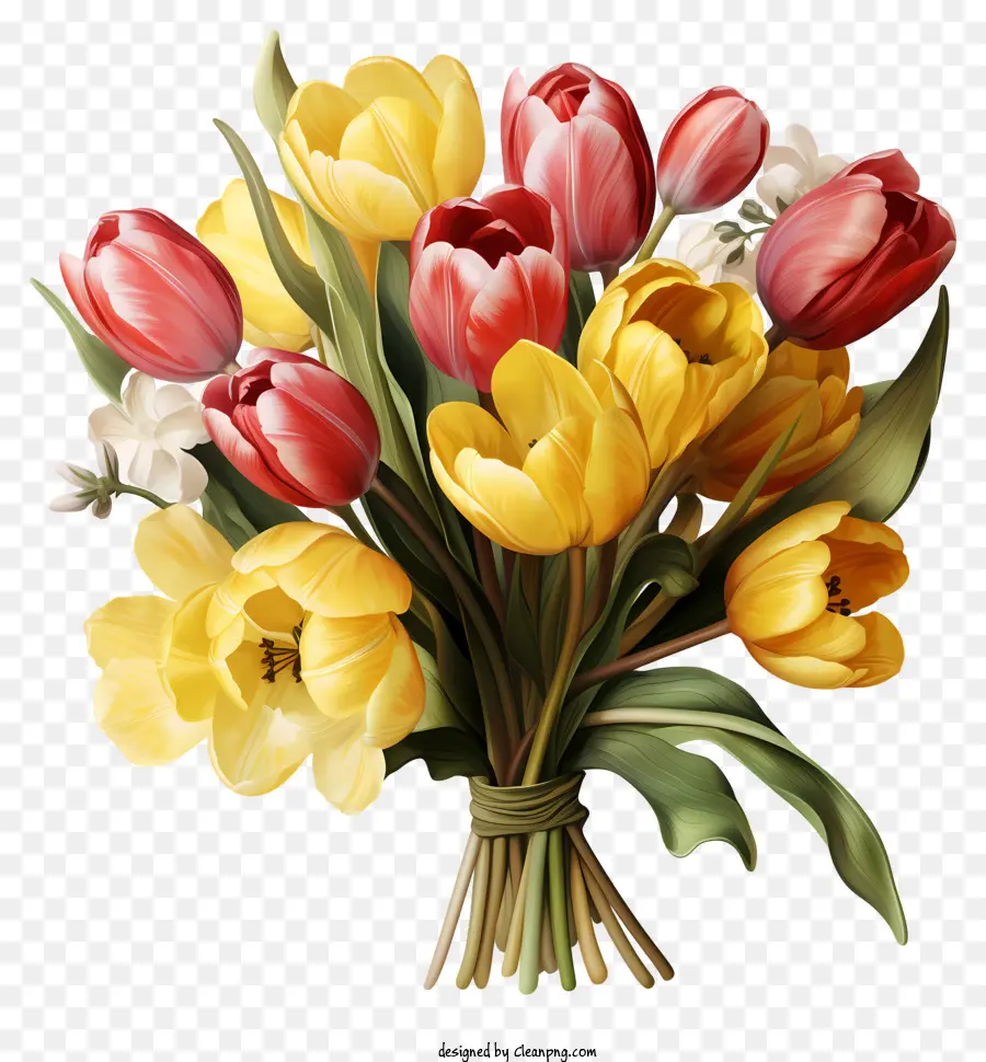 Bouquet De Tulipes Aquarelle，Bouquet De Fleurs Colorées PNG