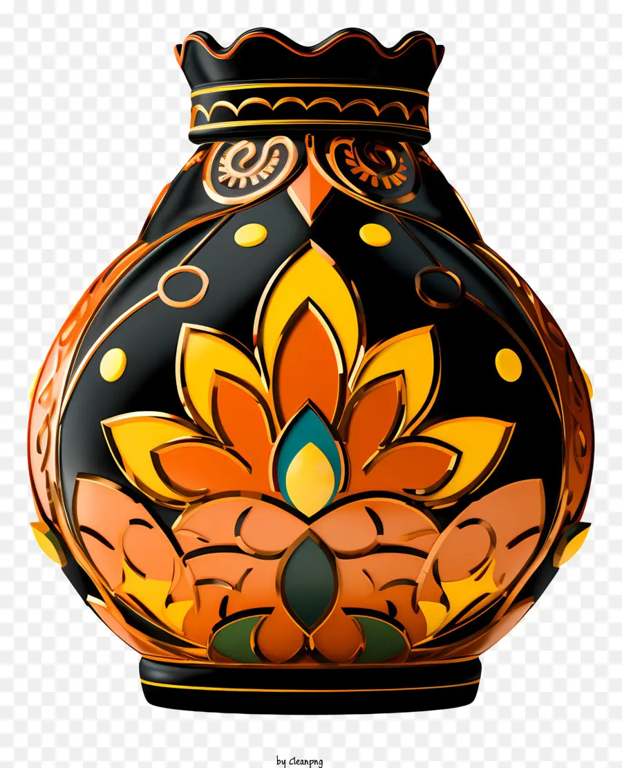 Lampe Diwali Style Sketch，Vase Décoratif PNG