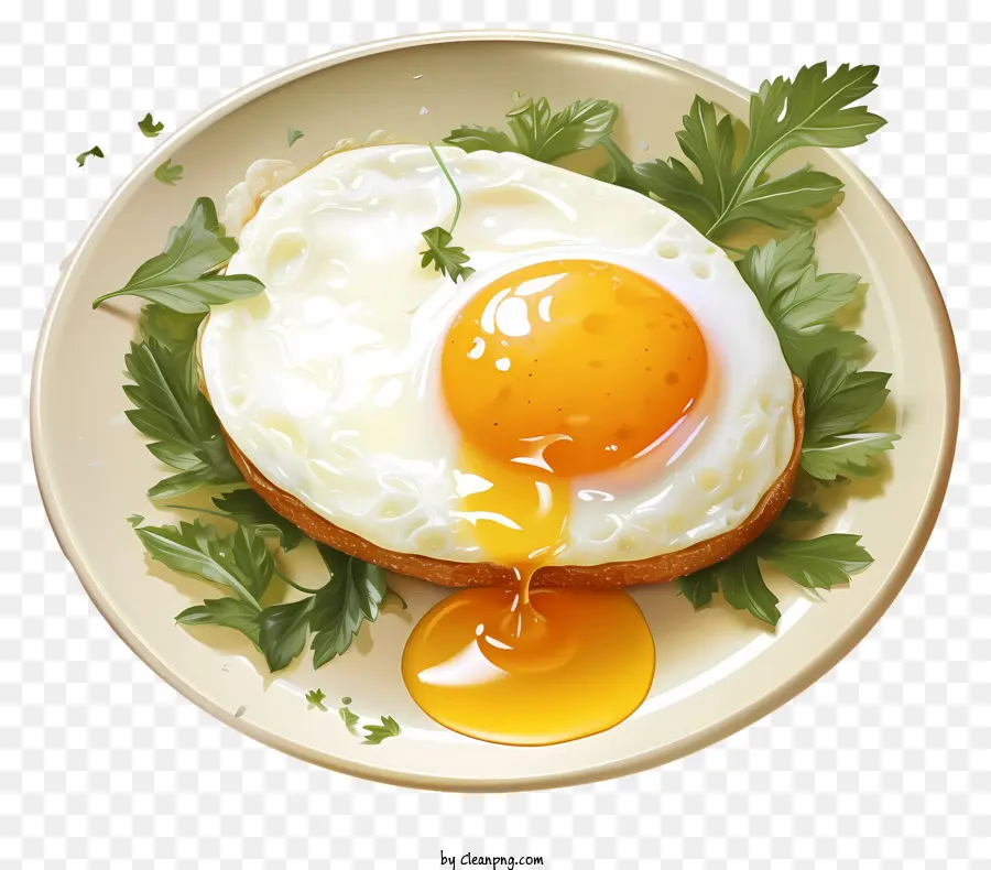 Oeuf Poché Aquarelle，Œuf Au Plat Sur Assiette PNG