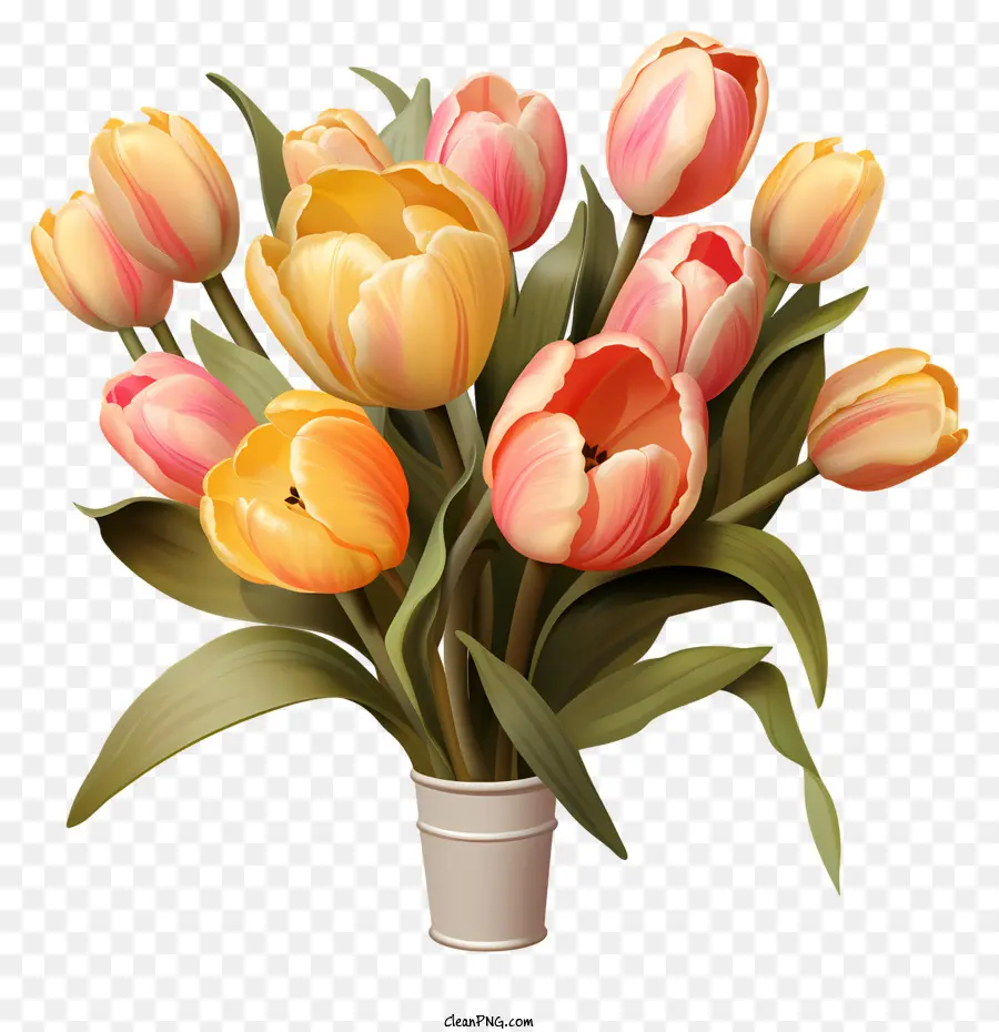 Bouquet De Tulipes De Style Réaliste，Tulipes PNG