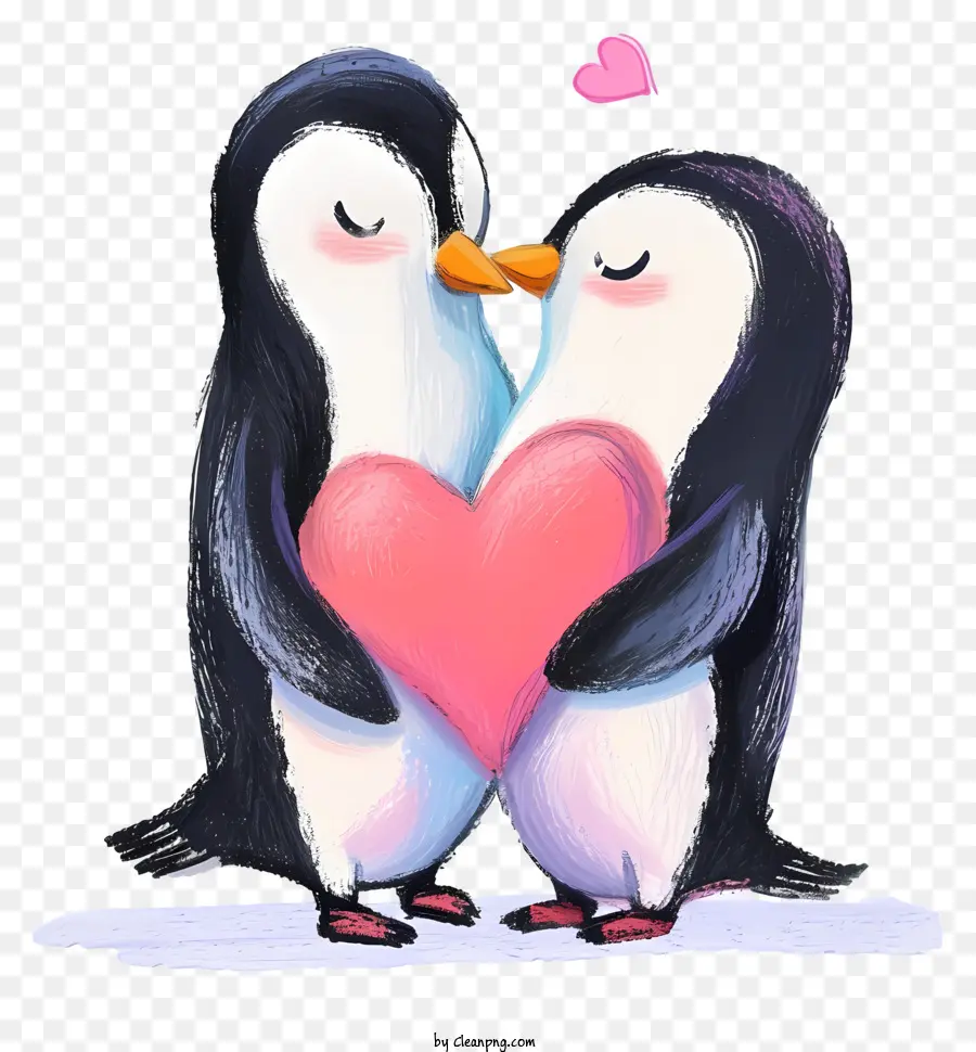 Pingouin Pastel De La Saint Valentin，Pingouins PNG