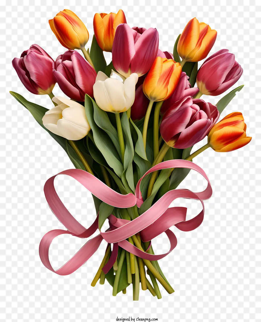 Bouquet De Tulipes De Style Réaliste，Bouquet De Tulipes PNG