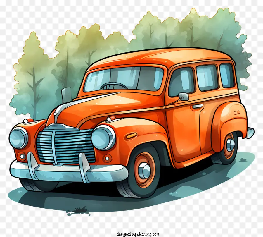 Voiture De Dessin Animé Aquarelle，Voiture Ancienne PNG