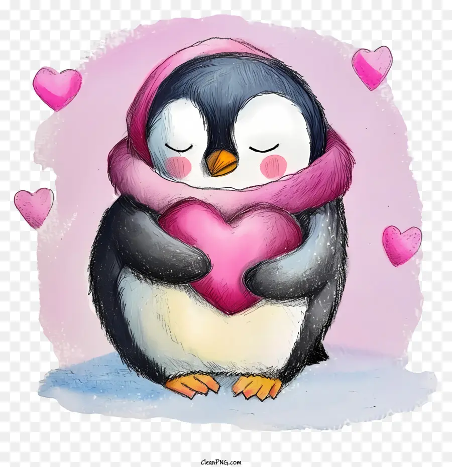 Penguin Pastel De La Saint Valentin，Cartoon Pingouin PNG