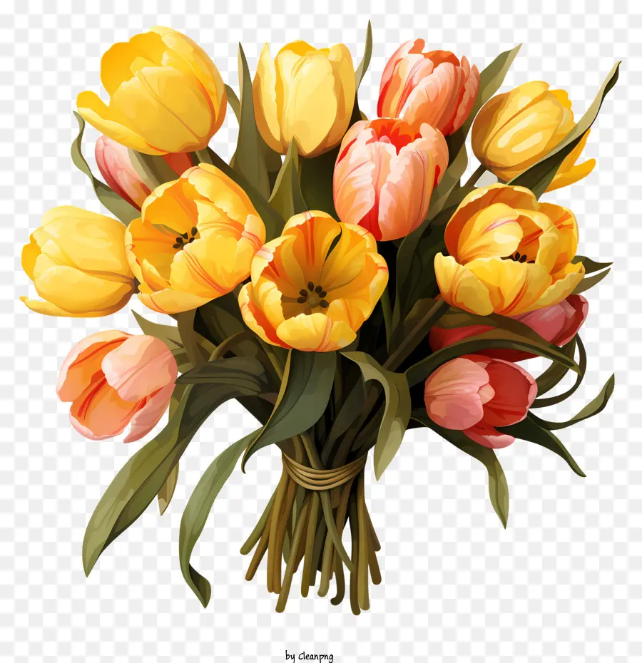 Bouquet De Tulipes Dessinés à La Main，Bouquet PNG