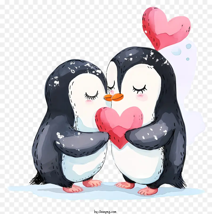 Aquarelle Pingouin De La Saint Valentin，Art De Pingouin PNG