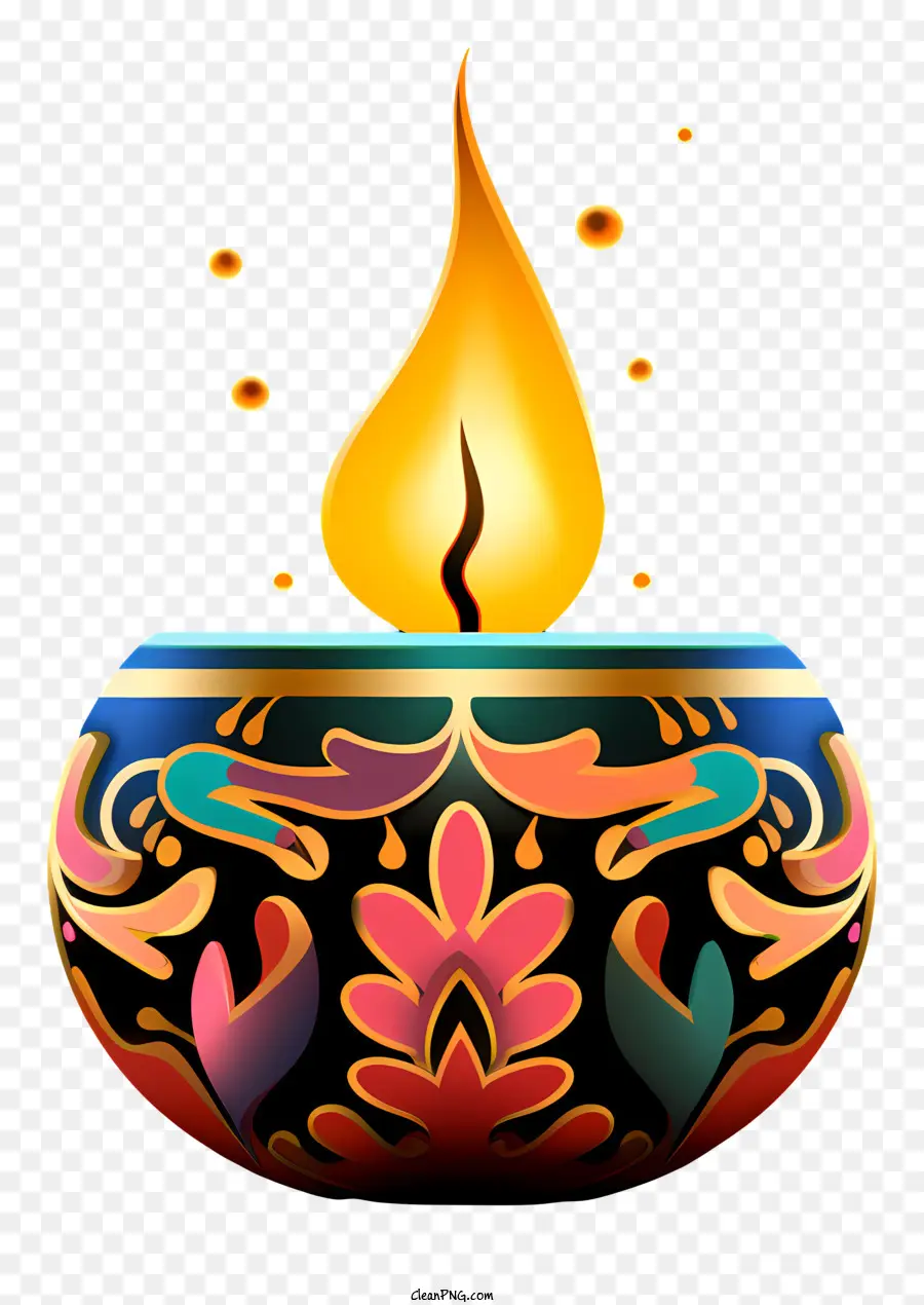 Peintures Multicolores De La Lampe Diwali，Bougie PNG