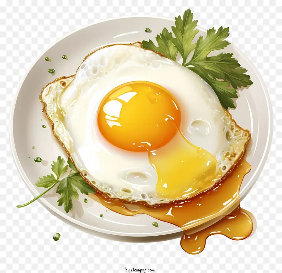 Oeuf Poché Aquarelle，Oeuf Au Plat Sur Pain Grillé PNG