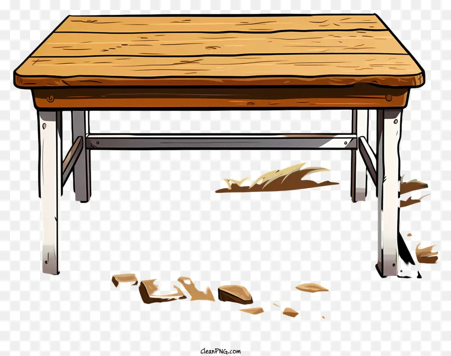 Table De Dessin Animé Dessiné à La Main，Table En Bois PNG