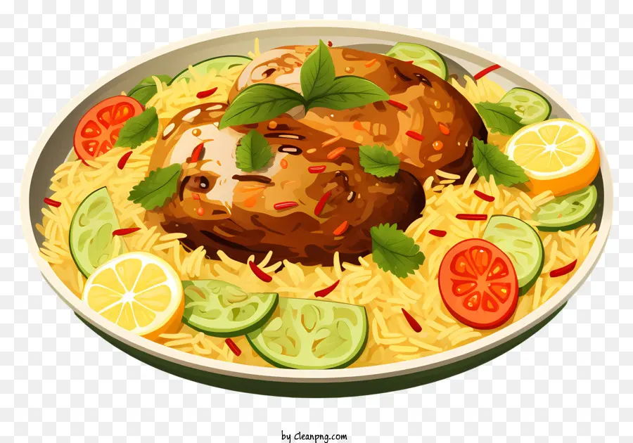 Biryani De Poulet Style Doodle，Poulet Et Riz PNG