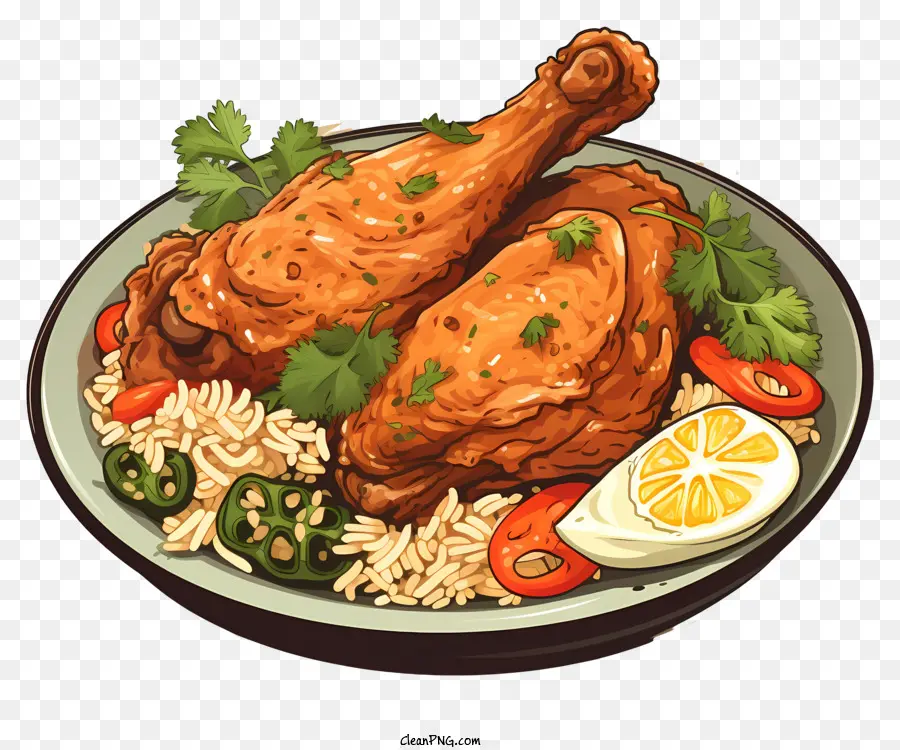 Biryani De Poulet De Style Croquis，Poulet Frit PNG