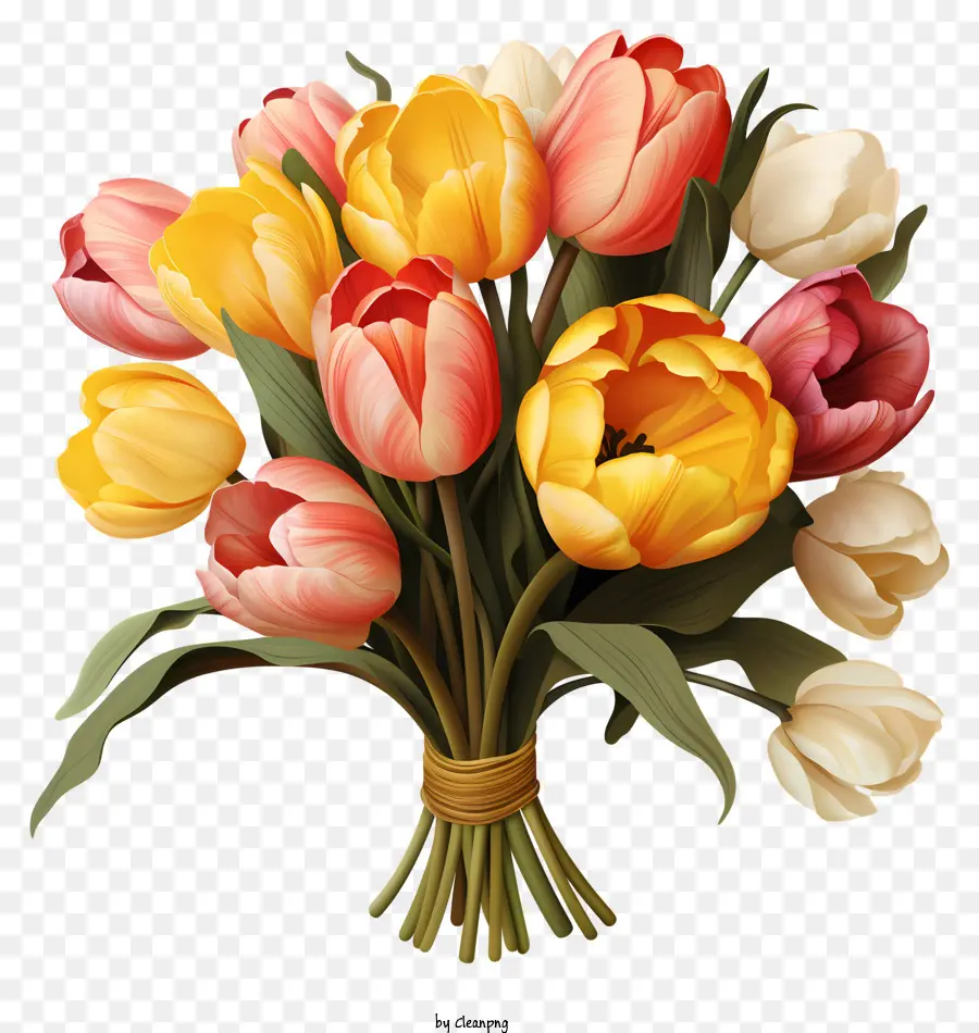 Bouquet De Tulipes Dessinés à La Main，Les Tulipes PNG