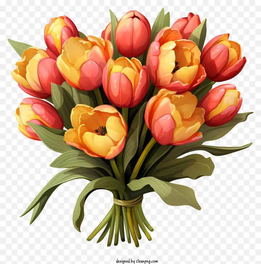 Bouquet De Tulipes Dessinés à La Main，Tulipes PNG