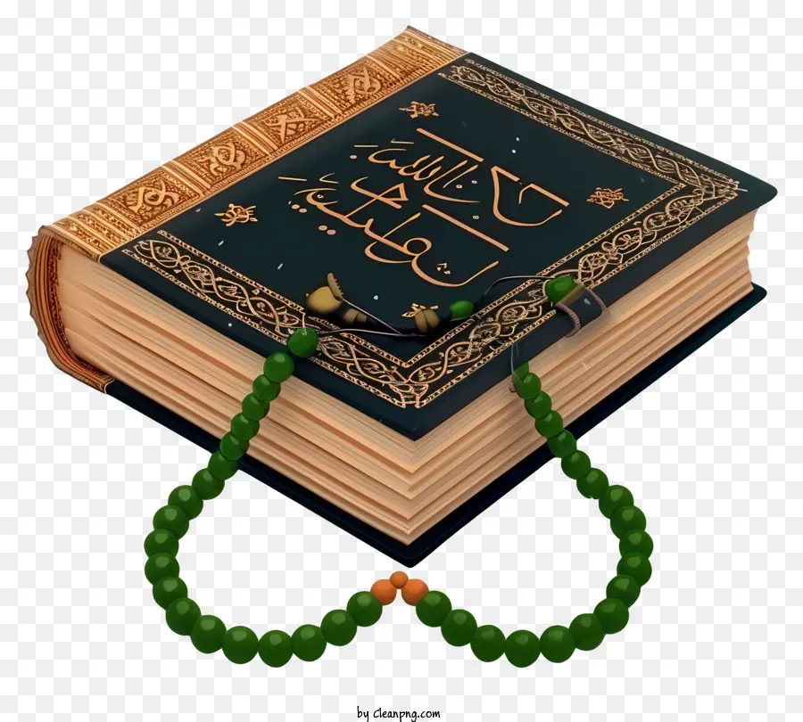 Livre Saint 3d Réaliste Du Coran Et Perles Perles，Collier De Perles PNG