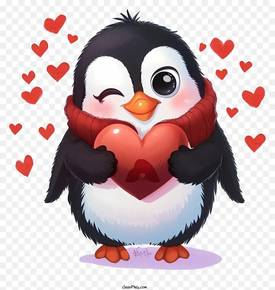 Emoji Pingouin De La Saint Valentin，Cartoon Pingouin PNG
