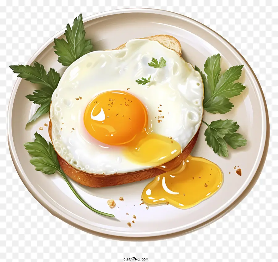 Aquarelle œuf Poché，Le Petit Déjeuner PNG