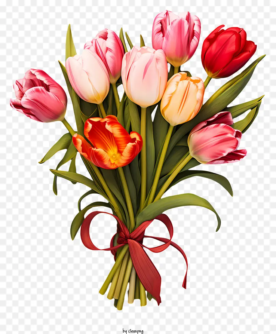 Bouquet De Tulipes De Style Doodle，Les Tulipes PNG