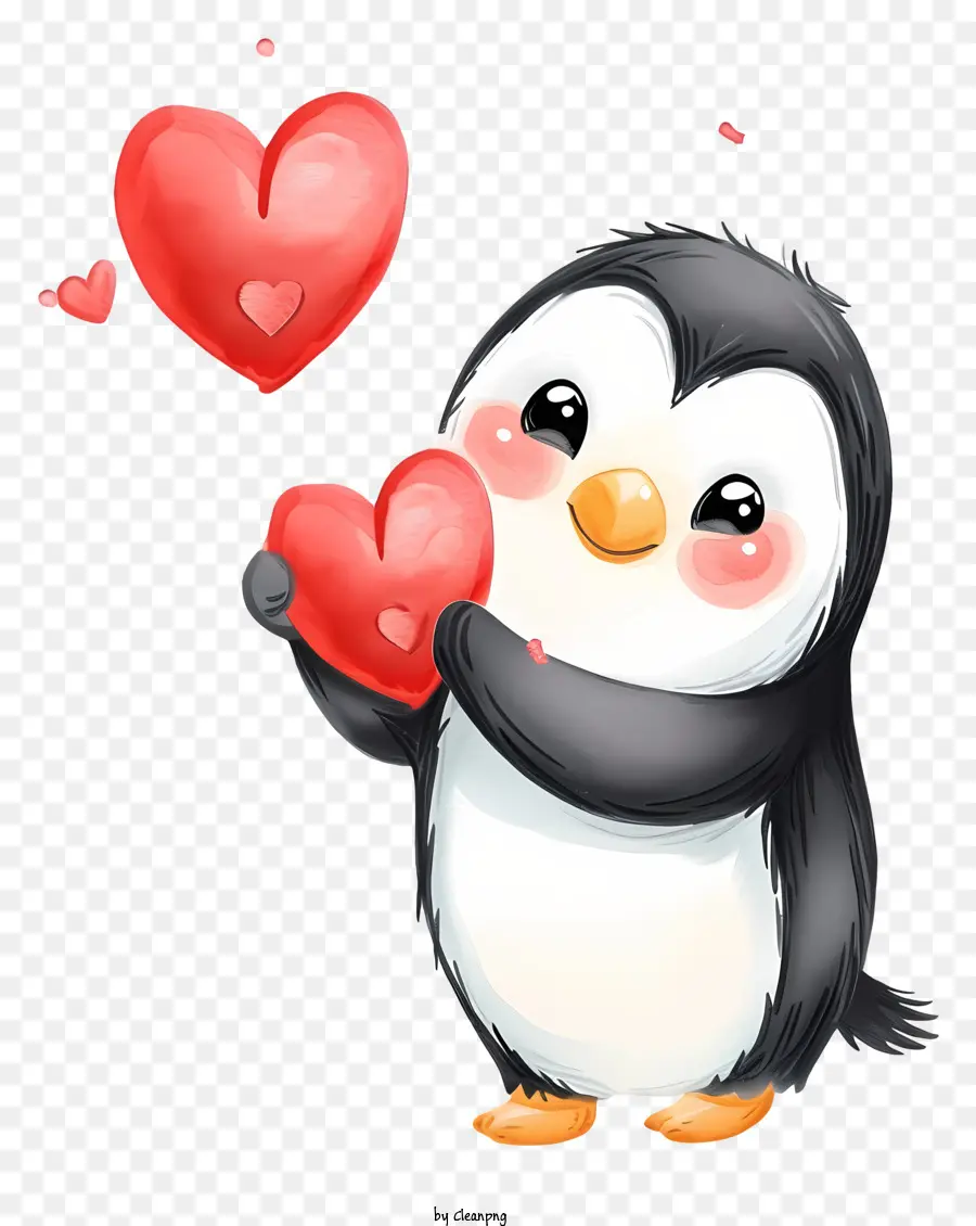 Emoji Pingouin De La Saint Valentin，Pingouin Mignon Avec Coeur PNG