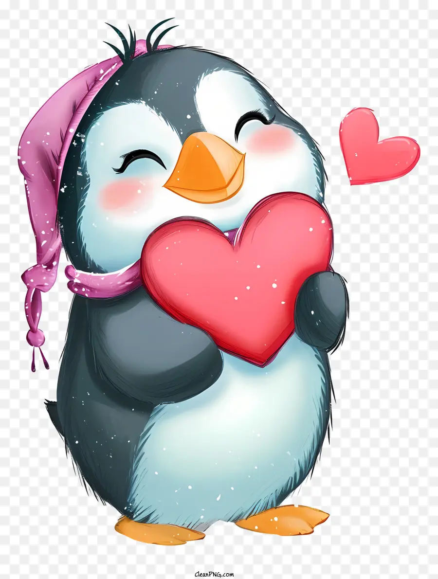 Illustrations Détaillées Du Personnage，Pingouin De La Saint Valentin PNG