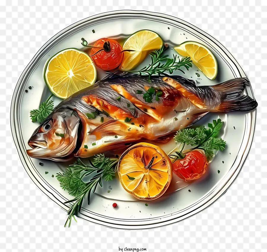 Plat De Poisson，Poisson Cuit PNG