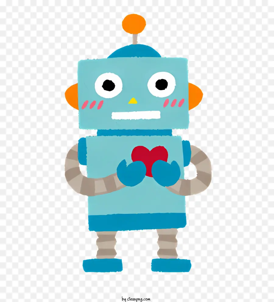 Bleu Robot，Coeur Rouge PNG