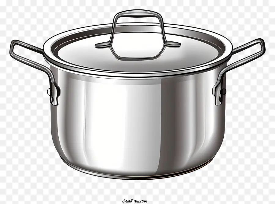 Casserole En Acier Dessinée à La Main，Pot D'argent PNG