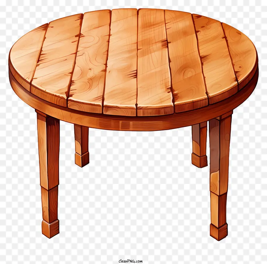 Table Ronde En Bois Aquarelle，Table En Bois PNG