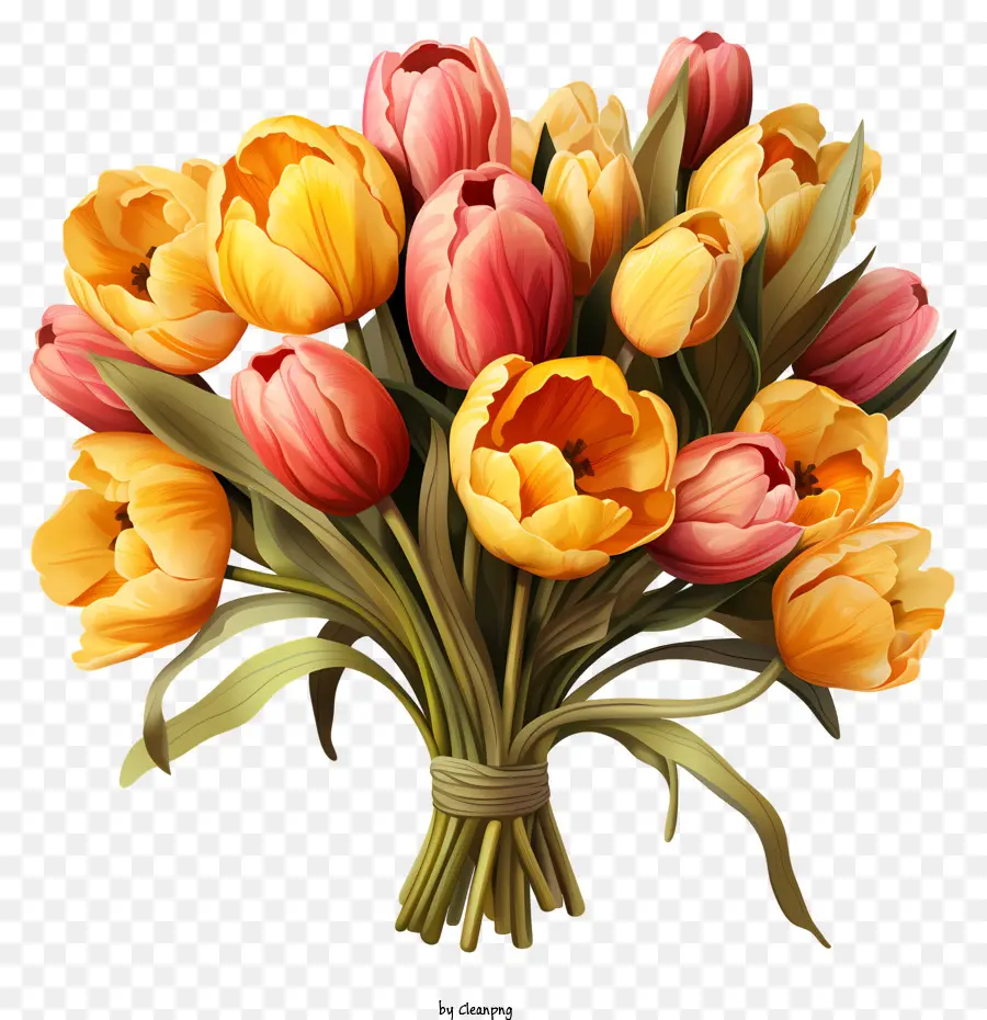 Bouquet De Tulipes Dessinés à La Main，Tulipes PNG