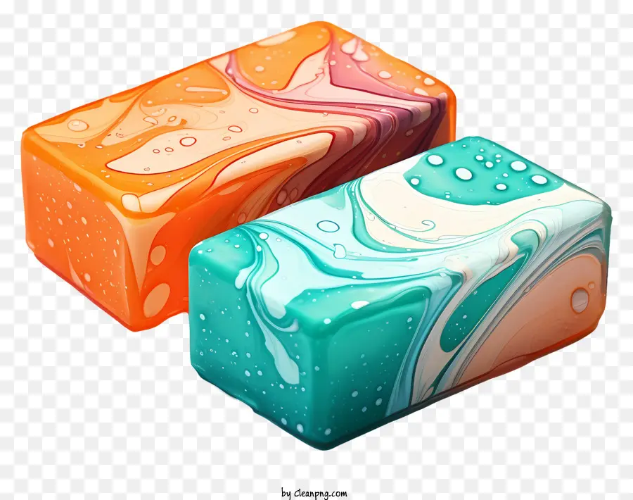 Pain De Savon Aux Peintures Multicolores，Barre De Savon Tourbillonnée PNG