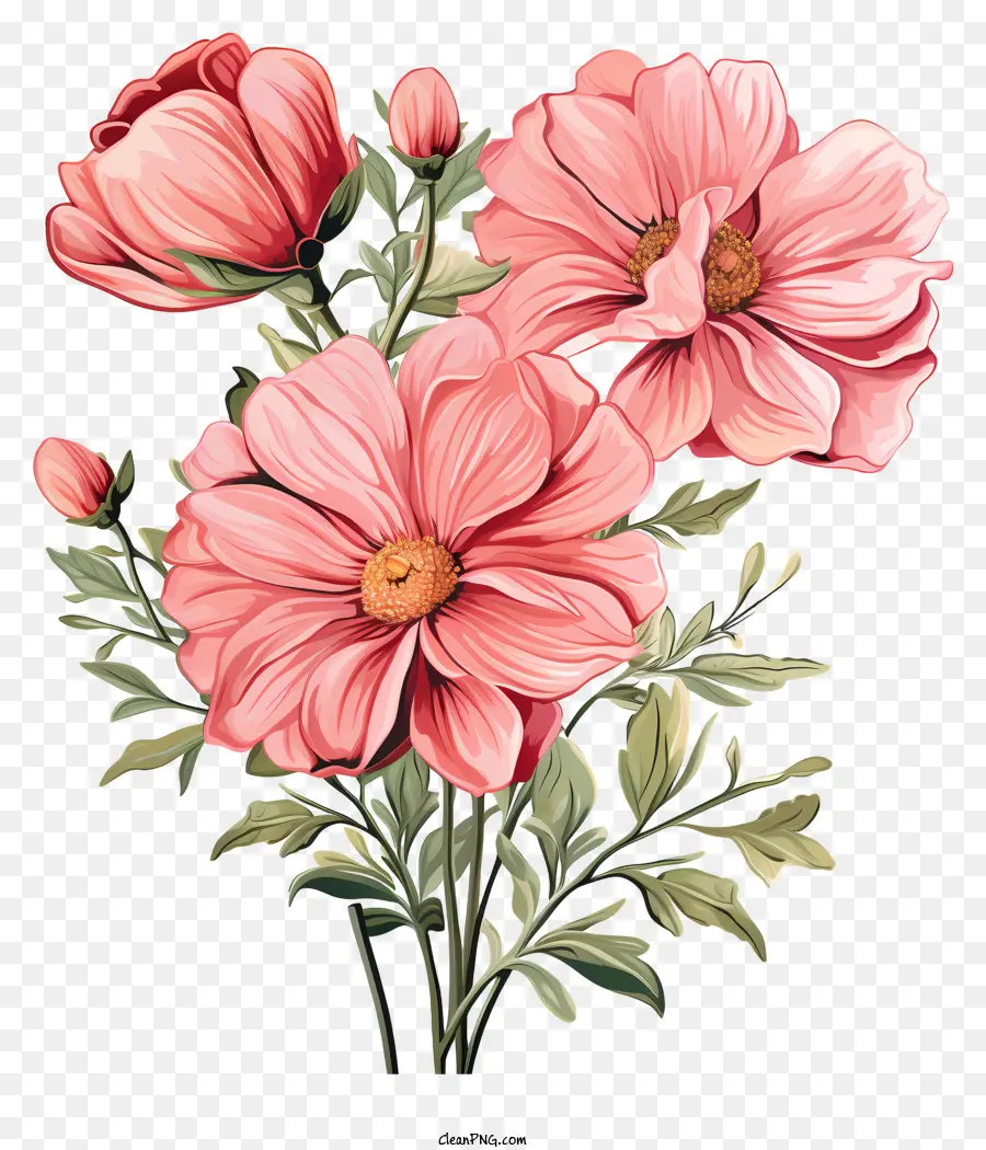 Fleur Rose De Style Sketch，Bouquet PNG