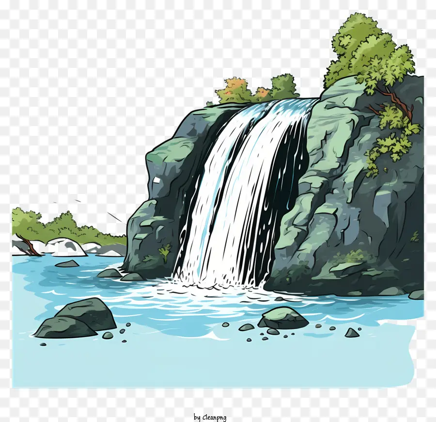 Cascade Dessinée à La Main，Cascade PNG