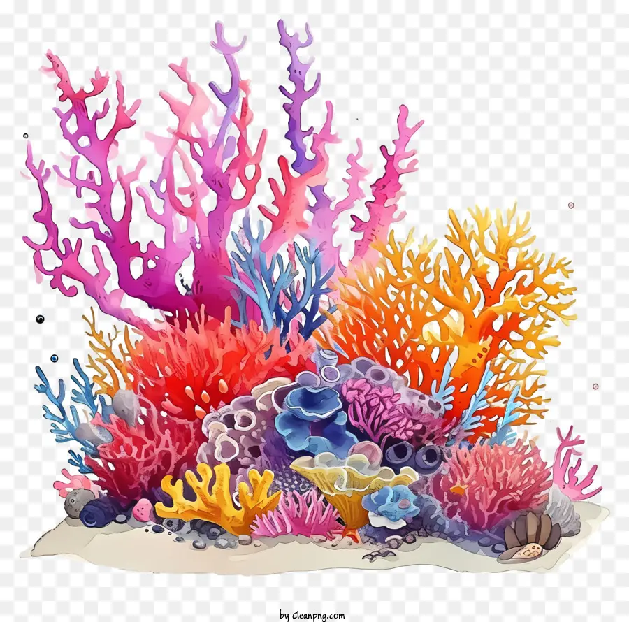 Réef Corallien Aquarelle，Le Récif De Corail PNG