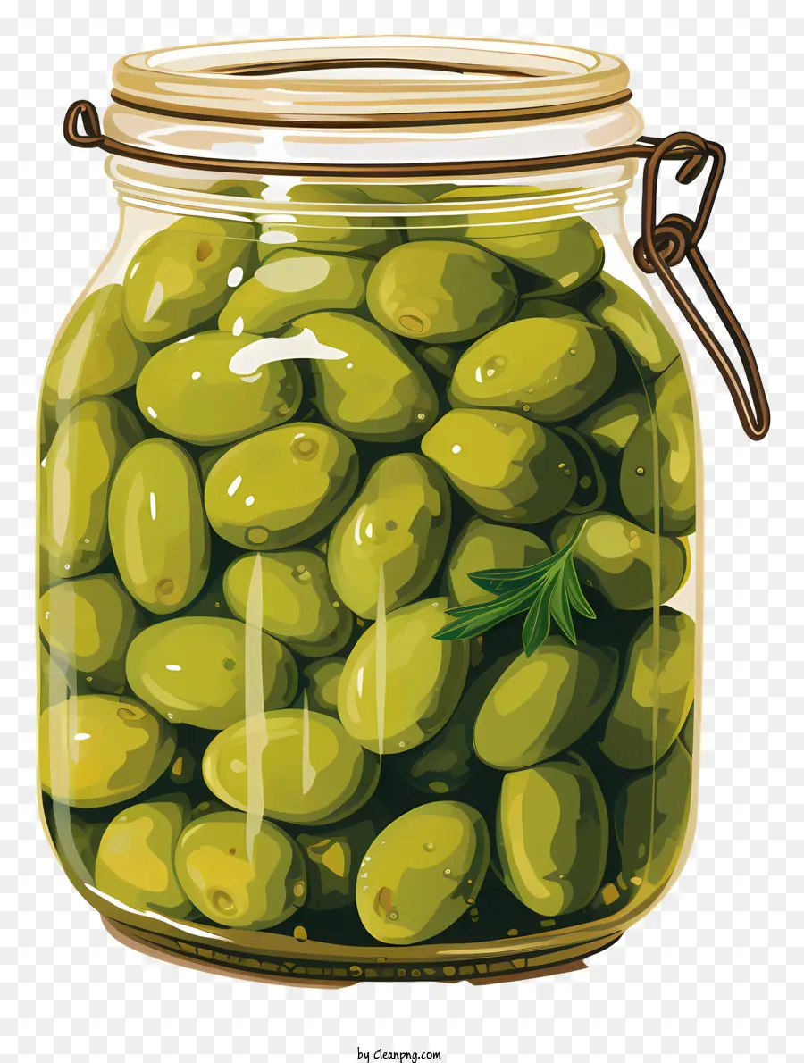 Olives Vertes Dessinées à La Main En Pot，Pot D'olives PNG