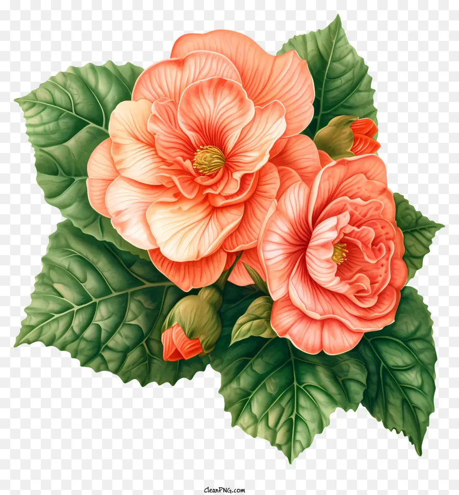 Bégonia，Fleur Rose PNG