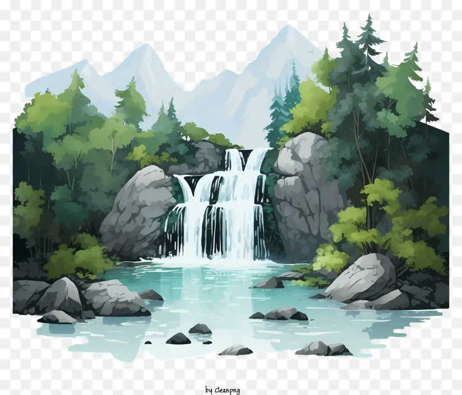 Cascade Aquarelle，Cascade PNG