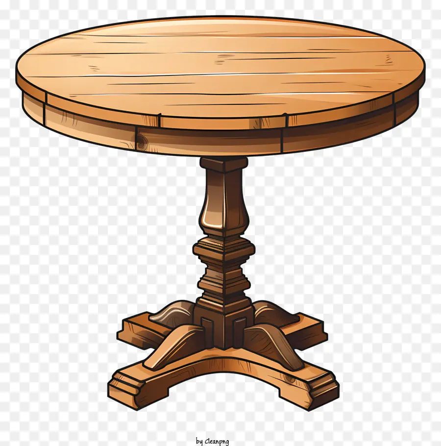 Table Ronde En Bois De Style Croquis，Table Ronde PNG