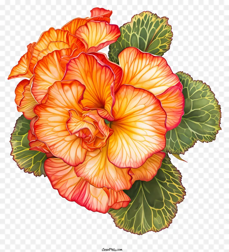 Bégonia，Fleur Bractée Rouge Et Orange PNG